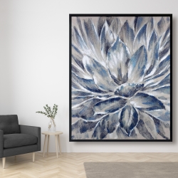 Encadré 48 x 60 - Fleur grise et bleue