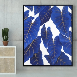 Encadré 48 x 60 - Feuilles bleues abstraites tropicales