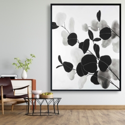 Framed 48 x 60 - Grayscale branches with leaves