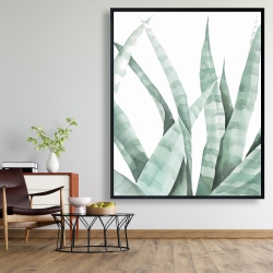 Encadré 48 x 60 - Plante désertique rayée à l'aquarelle