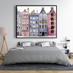 Framed 48 x 60 - Old historic houses amsterdam