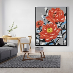 Framed 48 x 60 - Three pink flowers