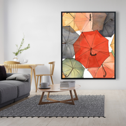 Framed 48 x 60 - The umbrellas of petit champlain