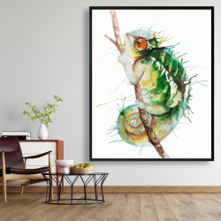 Framed 48 x 60 - Watercolor chameleon