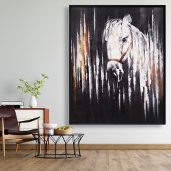 Encadré 48 x 60 - Cheval blanc dans le noir