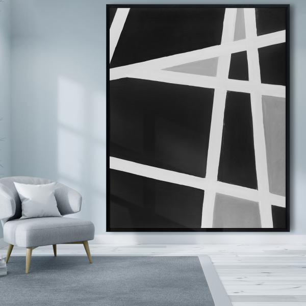 Encadré 48 x 60 - Lignes abstraites en noir et blanc