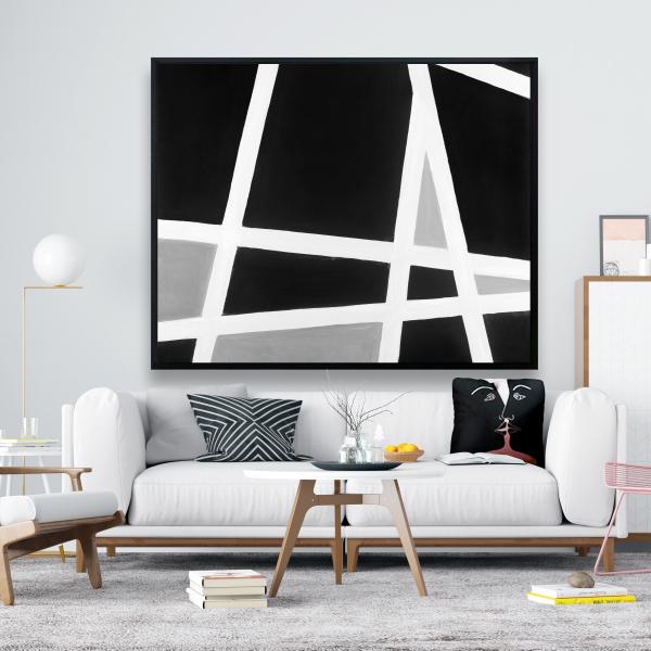 Encadré 48 x 60 - Lignes abstraites en noir et blanc