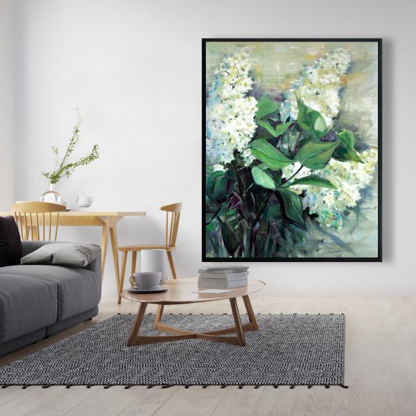 Framed 48 x 60 - White lilacs