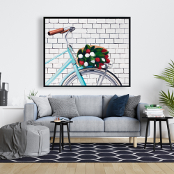 Encadré 48 x 60 - Bicyclette avec bouquet de tulipes