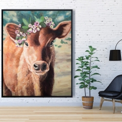 Framed 48 x 60 - Cute jersey cow