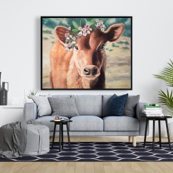 Framed 48 x 60 - Cute jersey cow