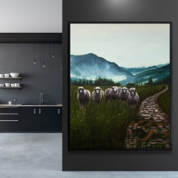 Framed 48 x 60 - Sheep in the countryside