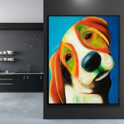 Encadré 48 x 60 - Chien beagle coloré