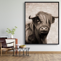 Framed 48 x 60 - Highland cattle sepia