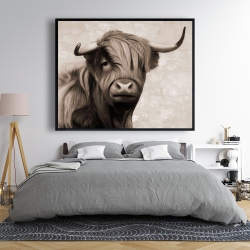 Framed 48 x 60 - Highland cattle sepia