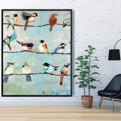 Encadré 48 x 60 - Petits oiseaux colorés