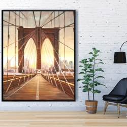 Encadré 48 x 60 - Coucher de soleil sur le pont de brooklyn