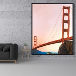 Encadré 48 x 60 - Coucher de soleil sur le golden gate bridge