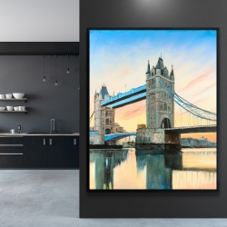 Encadré 48 x 60 - Coucher de soleil sur le london bridge