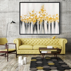 Framed 48 x 60 - Abstract gold flowers 