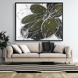 Encadré 48 x 60 - Fleur verte avec contours en éclats de peinture