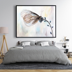 Framed 48 x 60 - Butterfly on blue flowers