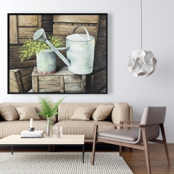 Framed 48 x 60 - Vintage watering can