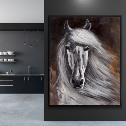 Encadré 48 x 60 - Fier cheval blanc