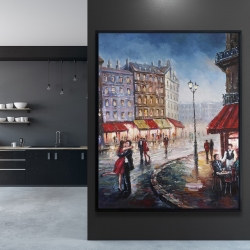Framed 48 x 60 - Couple kissing in the street
