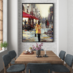 Framed 48 x 60 - Woman walking in paris
