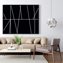 Framed 48 x 60 - White stripes on black background
