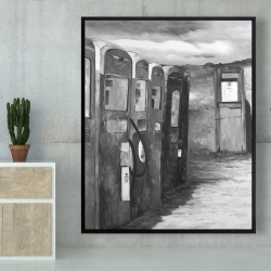 Framed 48 x 60 - Old gas pumps