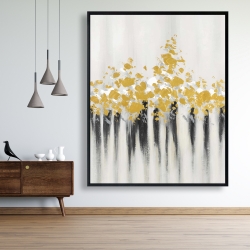 Framed 48 x 60 - Abstract gold flowers 