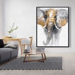 Framed 48 x 60 - Golden elephant