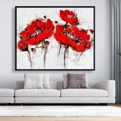Framed 48 x 60 - Abstract poppy flowers