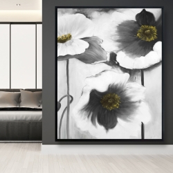 Encadré 48 x 60 - Fleurs en noir et blanc