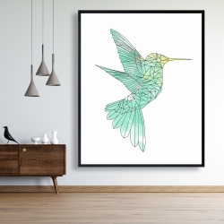 Framed 48 x 60 - Geometric hummingbird