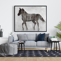 Framed 48 x 60 - Gambading abstract horse