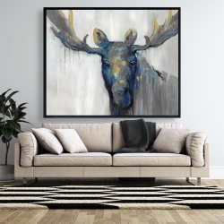 Framed 48 x 60 - Blue moose