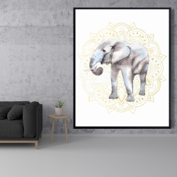 Encadré 48 x 60 - Elephant avec motif mandalas