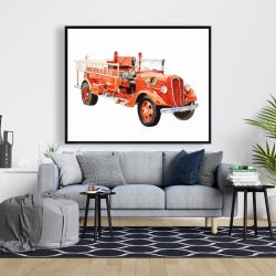 Framed 48 x 60 - Vintage fire truck