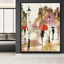 Encadré 48 x 60 - Passants sous leur parapluies