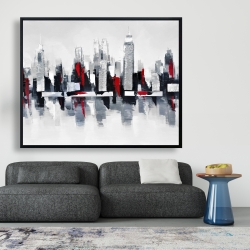 Encadré 48 x 60 - Paysage urbain gris et rouge