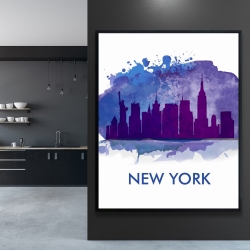 Encadré 48 x 60 - Silhouette bleue de la ville de new york