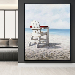 Encadré 48 x 60 - Chaise de plage blanche