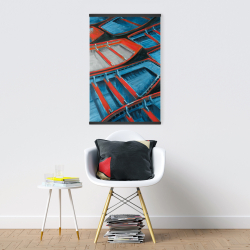 Magnétique 20 x 30 - Petits canoës bleu et rouge