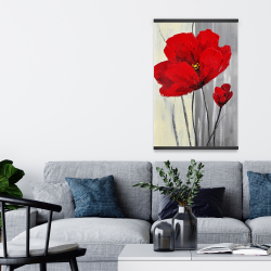 Magnétique 20 x 30 - Fleurs rouges sur fond gris