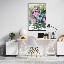 Magnétique 20 x 30 - Mélodie de fleurs fuchsia