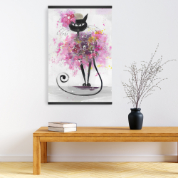 Magnétique 20 x 30 - Chat en cartoon en fleurs