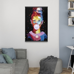 Magnétique 20 x 30 - Portrait coloré audrey hepburn avec gomme à mâcher